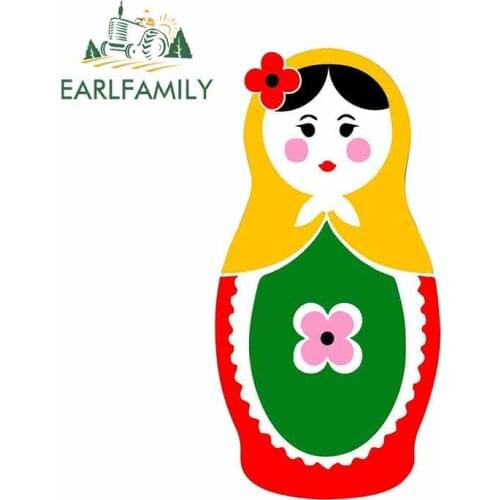 EARLFAMILY 13cm x 6.5cm For Russian Doll Funny Car Stickers Waterproof Occlusion Scratch Suitable For VAN RV Vinyl Material