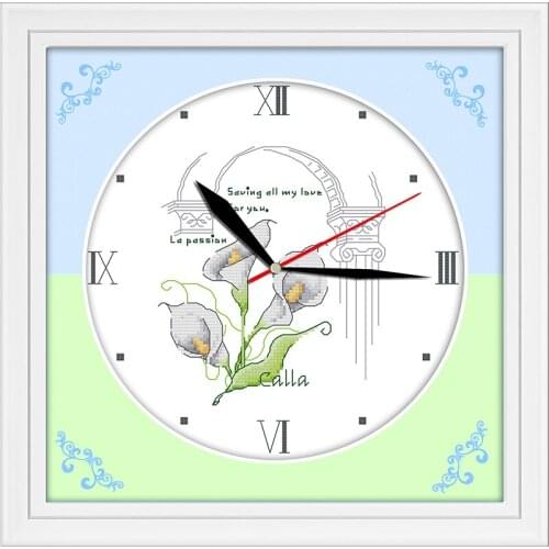 Everlasting Love Elegant flower(1) Wall Clock Ecological Cotton Cross Stitch 11CT And 14CT Printed Christmas New Year