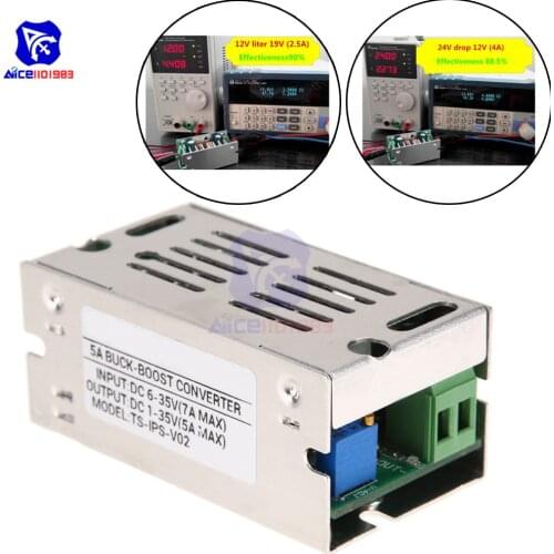 Diymore Constant Current DC 6 -35V to DC 1 -35V 5A Automatic Buck Boost Converter Step Down/Up Voltage Regulator w/ Case for Car