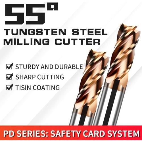 AUGT HRC55 Carbide End Mill 4Flutes Copper Milling Cutter Alloy Coating Tungsten Steel Cutting Tool For CNC Maching Endmills