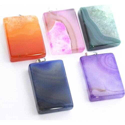 GYWYN natural stone pendant rectangular pendant blue yellow green purple is the best DIY necklace jewelry production