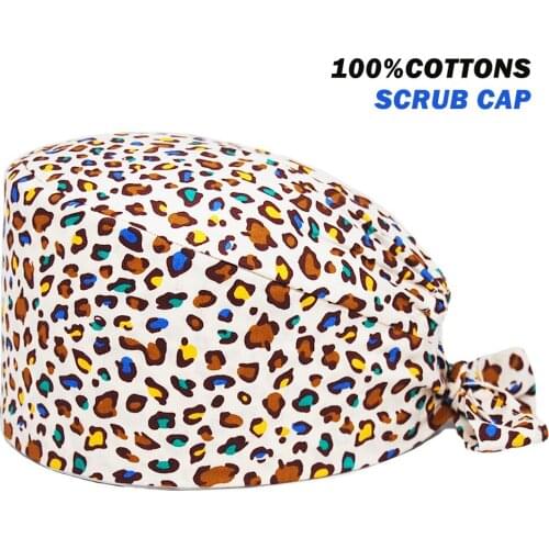 Tie Back Surgicals Hat Anime Printing Adjustable Work Nursing Caps Beauty Salon Dental Clinic Pet Shop Nurse Womens Scrubs Hats