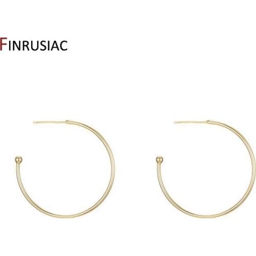 14K Gold Plated 31mm Round Hoop Earring Hooks For DIY Pearl Drop Earrings Accessories Findings