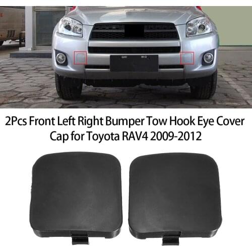 Tow Hook Cover 2Pcs Front Left Right Bumper Tow Hook Eye Cover Cap 53285-0R907 53286-0R907 for Toyota RAV4 2009-2012