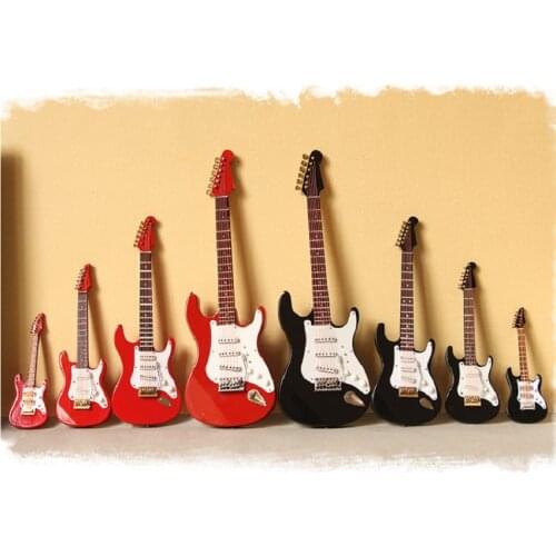 Mini Electric Guitar Model Miniature Decoration Musical Instruments with Case and Stand