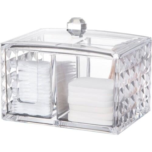 Creative Diamond Pattern Multi-functional Cosmetic Storage Box Cotton Swab Transparent Acrylic Household Desktop Storage