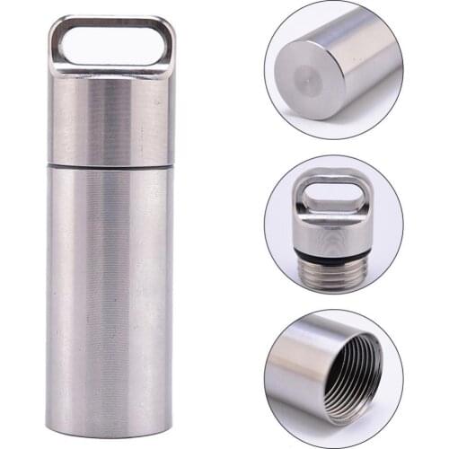 Multifunctional Waterproof Stainless Steel Pill Case Box Bottle Container Outdoor Travel Emergency Gear Tool Camp Supplies