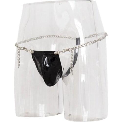 Mens Sexy Sissy G Strings Leather Transparent Open Crotch Thong Porno Lingerie Erotic Panties for Lack und leder dessous men