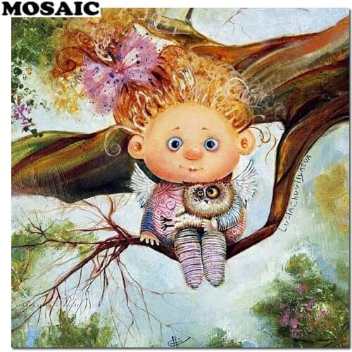 5D Diamond Embroidery Needlework Kit "Cartoon girl tree" Diy square/round Diamond Painting Cross Stitch Home Decoration Gift