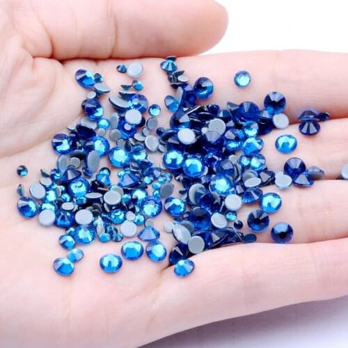 SKY BLUE SS6-SS30 Crystal Glass Iron On Rhinestone/Hot Fix Rhinestone For Clothes Decoration