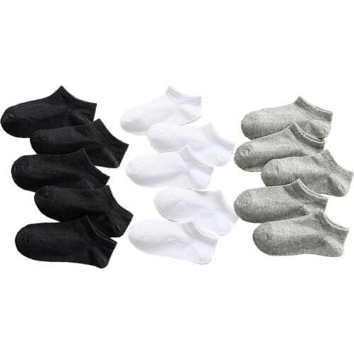 5 Pairs Socks Men Women Black White Gray Socks Cotton Soft Babies Loose Comfortable Sock Kids School Sport Clothes