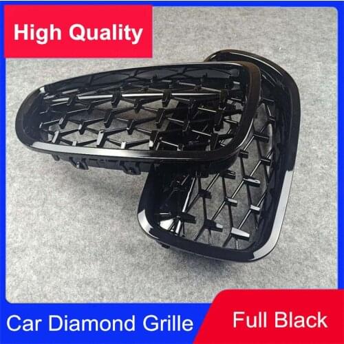 A Pair New Car Diamond Grille For BMW F10 F18 F15 F16 F30 F35 G30 G38 ABS Full Black Front Hood Kidney Grille Grills