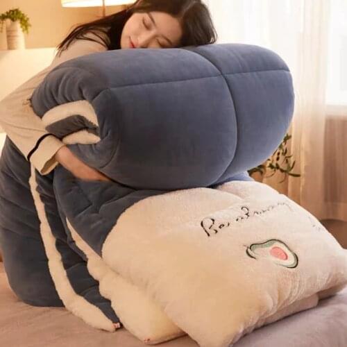 Lamb Cashmere Velvet Fabric Warm Thick Winter Wool Quilt Comforter Duvet Blanket Twin King Queen Size students dormitory quilts