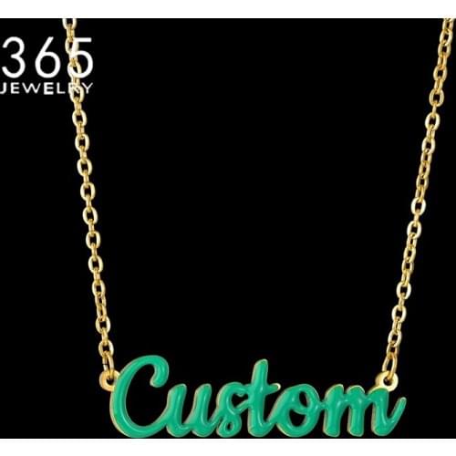 Custom Dripping oil Necklace New Fashion Namplate Personalized Gold Pendant Necklace Personalized Jewelry Girl Gifts For Party