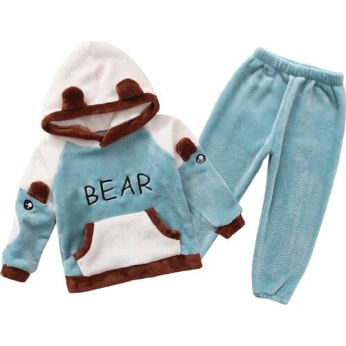 Autumn Winter Children Fleece Pajamas Boys Pajama Warm Flannel Sleepwear Girls Lounge Wear Coral Fleece Kids Pajamas 2-12Y
