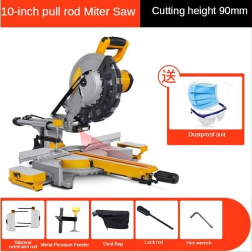10 Inches Pull Rod Oblique Cutting Saw High Precision Multi-Function 45 Degrees Aluminum Alloy Wood Cutting Machine
