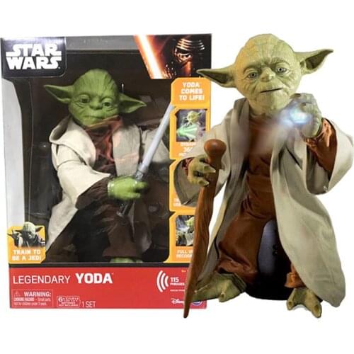 45cm Genuine Hasbro Star Wars Master Yoda Sound and light Black Warrior Phasma Electric Joint Movable Figure Model