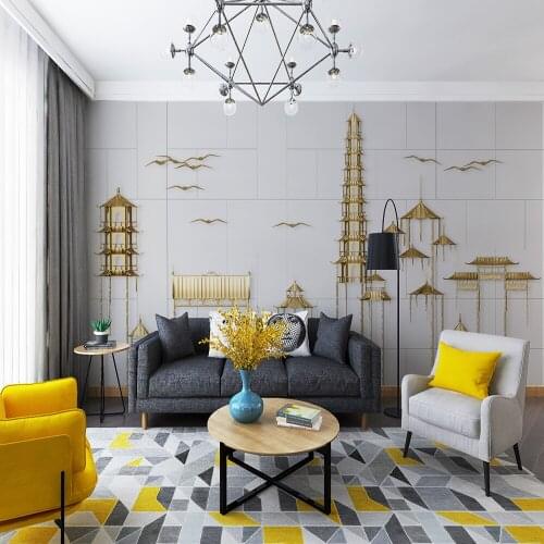 Custom 3d wallpaper modern minimalist metal wrought iron architecture embossed background wall - silk waterproof material