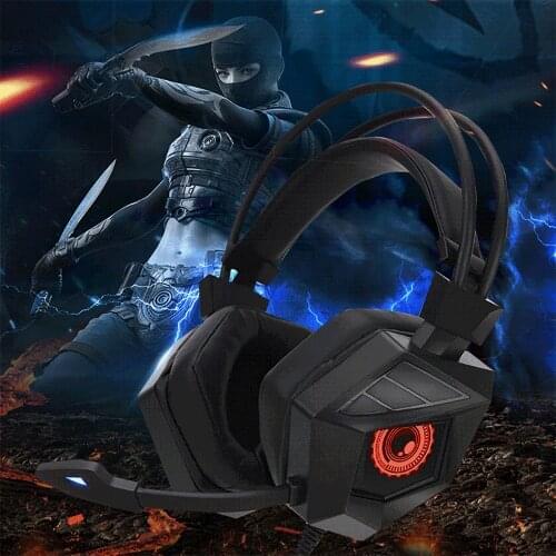 Wired Gaming Headphones Gamer Headset LED Light Over-Ear Headset Stereo For Foldable Earphone