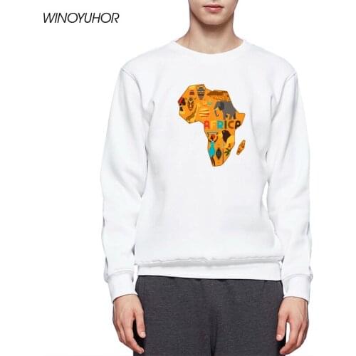 Africa Map Graphic Pullover For Men Harajuku African Culture Male Sweatshirt Retro Print Hoodie Winter Tumblr Clothes