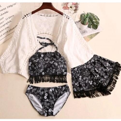 Bikini mujer 2019 separate womens Swimsuit Female Bud Blouse Cute Bikini three Four piece swim suits for girl S-XL Womens spor