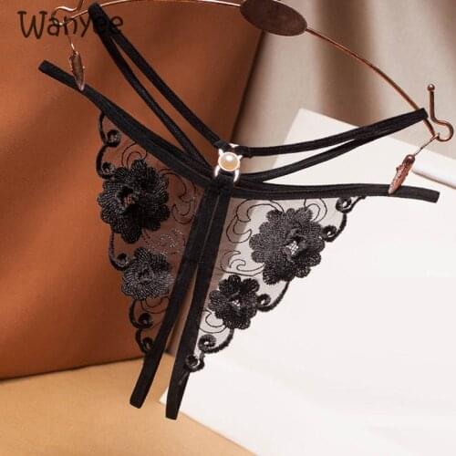Luxury Women Sexy Lingerie Panties Lace Underwear Embroidery Flower Hollow Transparent Mesh Thong Temptation Low-Waist Female