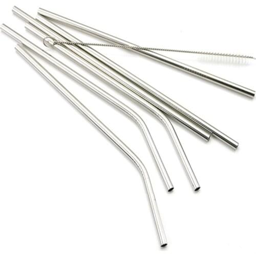 Stainless steel straw straight and bent 8.5"/ 9.5" /10.5" reusable drinking straws with processed nozzles kitchen bar tool