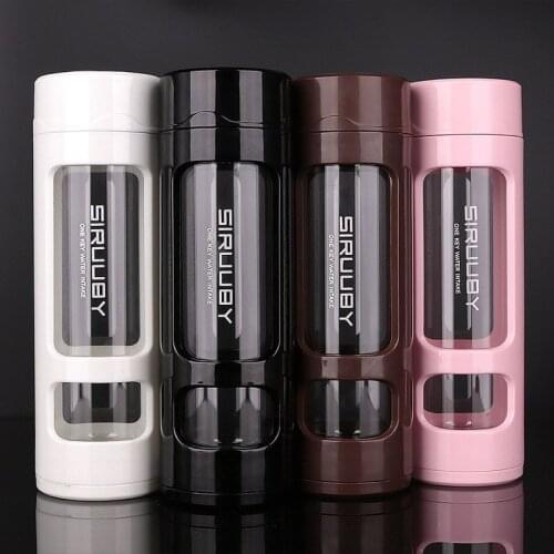 360ml Glass Water Bottle pink Color Silicone Anti scald Creative Tumbler Portable Sports Glass Bottle Drinking My Water Bottles