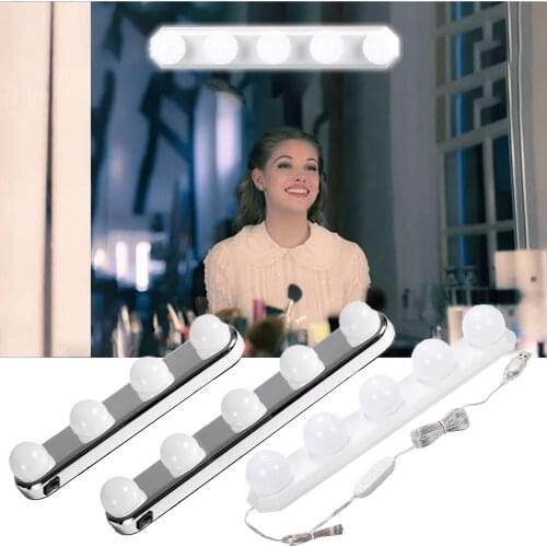 Makeup Vanity Cabinet Mirror Lights Make Up Light Dressing Table Hollywood Makeup Full Powered Lamp Super Bright 5 LED Bulbs