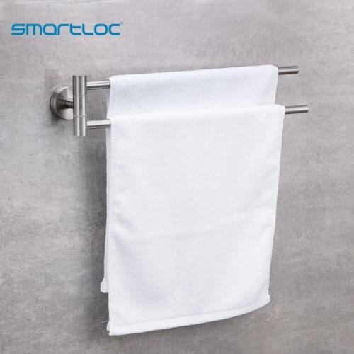 Bathroom Towel Rack Rotating Towel Holder Wall Mounted Towel Hanger Stainless Steel Swivel Rack 2 Bar Bathroom Shelf Rail
