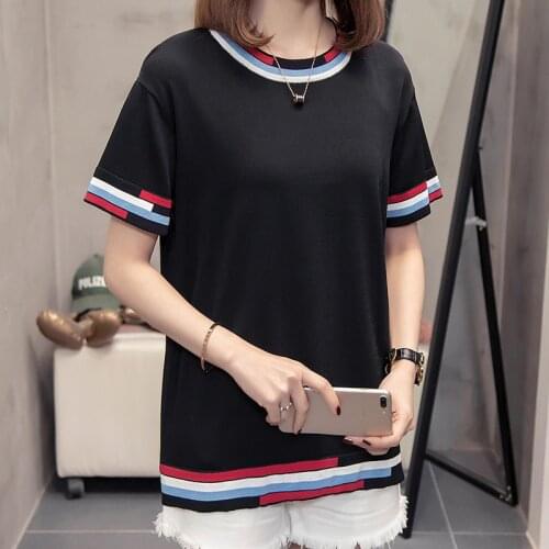 Spring and autumn women Casual short-sleeve knitting Pullover female o-neck bottoming sweater loose large size thin section tops