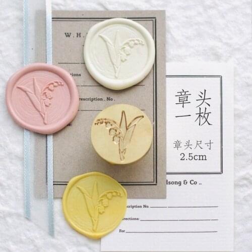 Spring Lily-of-the-valley Wax Seal Plant Flower Envelope Decoration Lacquered Seal rRtro Valentines Day Sealing Wax Stamp