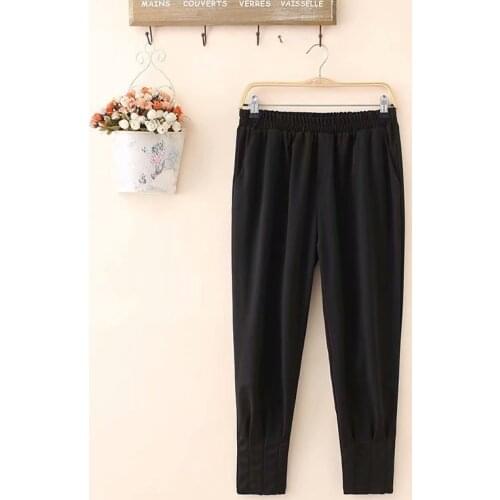 Plus Size Women Stretchable Ankle Pants Solid Elegant Spring Summer Offiewear Trousers Pants