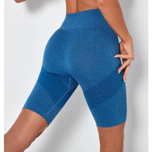 Womens High Waist Yoga Shorts Seamless Knit Hygroscopic Sweat Sexy Shorts Yoga Pants Sports Running Workout Fitness Pants Women