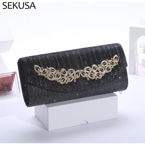 Ruched Lady Evening Bags Diamonds Metal Golden Day Clutches Cover Open Style Satin Ladies New Handbags