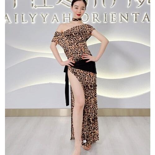 2021 New Women Belly Dance Dress Set dress Women Leopard dance dress Design Skirt Latin Dance Skirt for Performance dress+belt