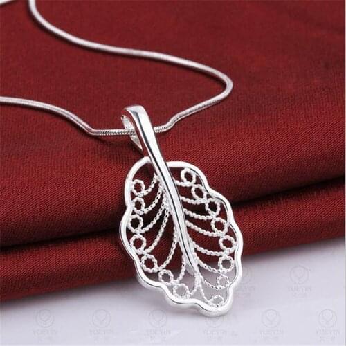 Real 925 Sterling Silver colorLeaf Necklaces & Pendants Elegant Choker Necklace Women Collares