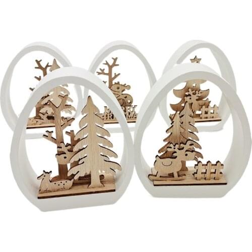 1pc Christmas New Year Gifts Natural Xmas Snowman Elk Wood Craft Ornament Noel Christmas Tree Decoration for Home Wooden Pendant
