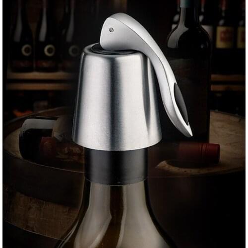 1PC Stainless Steel Wine Bottle Stopper Vacuum Seal Protector Red Wine Cap Fresh Keeper Storage Wine Kitchen Restaurant Bar Tool