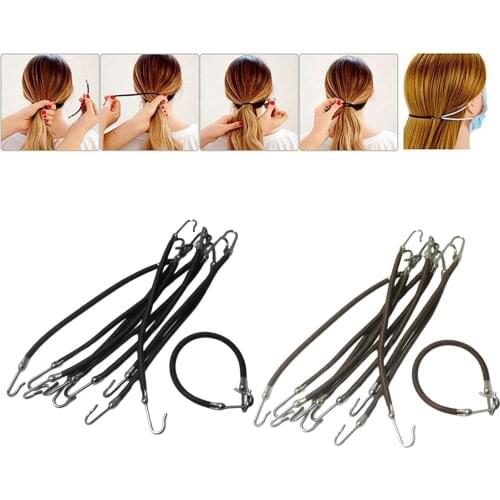 10pcs/set Girls Hair Styling Ponytail Hooks Bungee Bands Cord Elastic Clips