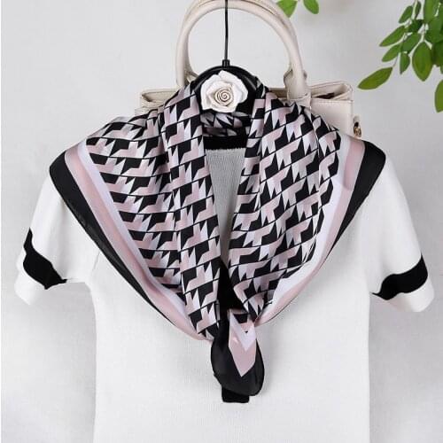 2021 New Simple Print Silk Scarf Womens Small Square Scarf Professional Work Scarf Spring and Summer Thin Small Scarves 70*70CM