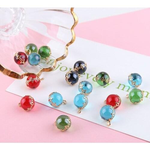 6pcs Korean Style elegant bead Crystal Ball Pendant Drop Earrings For Women Necklace Accessories Materials DIY Jewelry Making