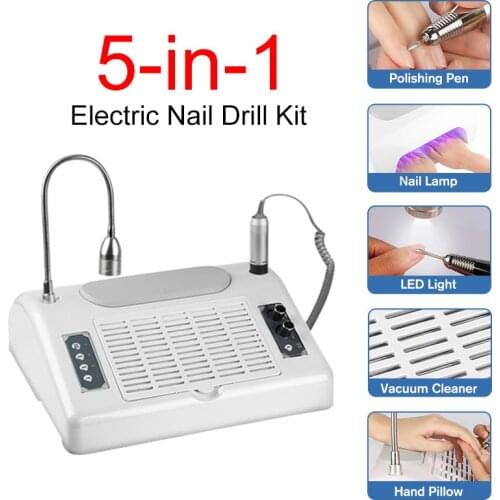 5 In 1 Nail Dust Collector Fan Vacuum Cleaner Manicure Machine Nail Drill LED Nail Lamp With 39 Lamp Beads Nail Salon Tools