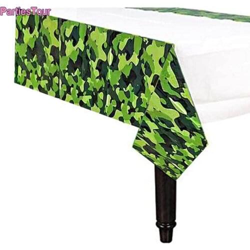 Army Party Decor Camouflage Disposable Tableware PVC Tablecloth Boys Soldier Theme Decor Yellow Green Camo Table Cloth Covers
