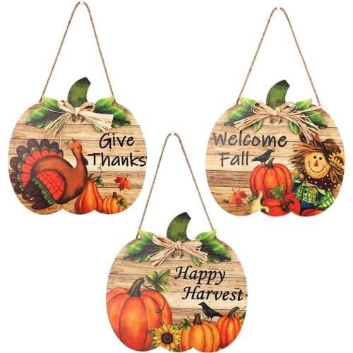 Thanksgiving Day Wooden Welcome Door Listing Wooden Harvest Festival Pumpkin Home Decorative Crafts Home Decoration