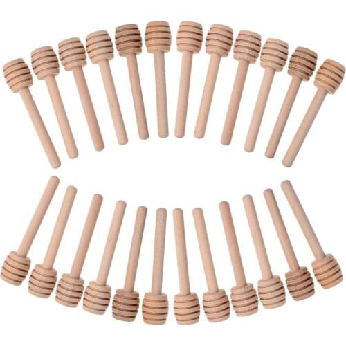 50 Pack of Mini 3 Inch Wood Honey Dipper Sticks, Individually Wrapped, Server for Honey Jar Dispenser Drizzled Honey, Wedding