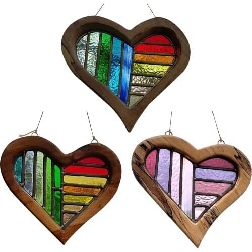 Wooden Painted Love Heart Ornaments Hanging Exquisite Crafts Hanging Ornaments For Bedroom Living Room Outdoor Garden Honest