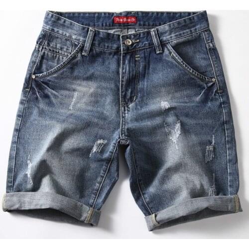 Classic Denim Shorts Men 2019 Summer Fashion Casual Slim Fit Ripped Blue Short Jeans Male Brand Clothes