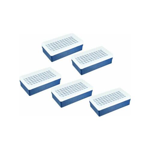 72-Well Centrifuge PCR Tube Holder Rack Storage Box Case Blue Clear 5pcs