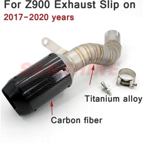 Motorcross Exhaust Muffler Motorcycle Slip on Modified Mid Pipe Titanium Alloy Escape Carbon Fiber For KAWASAKI Z900 2017-2020
